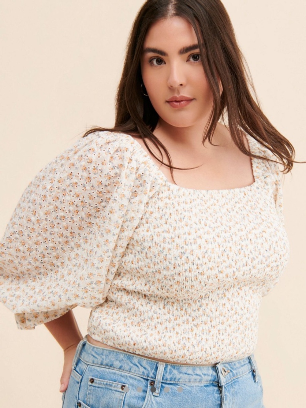 Hutch Eyelet Floral Smocked Blouse